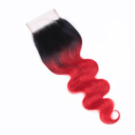 China 1b Red Body Wave 100% 4x4 Lace Closure Real Human Virgin Hair 18 Inch supplier