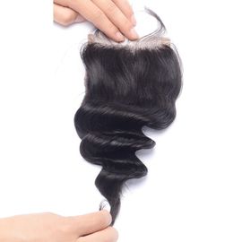 China Natural 4x4 Lace Closure Hair Extensions No Animal Loose Wave Closure supplier