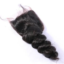 China Full Hair Density 4x4 Lace Closure Swiss Lace Free Part Natural Color supplier