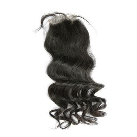 China Unprocessed Virgin Indian Hair Loose Wave Closure Indian Temple Hair Natural Soft supplier