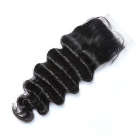 China Malaysian Hair 100% Virgin Deep Wave Closure 4x4 Lace Closure No Shedding No Tangle supplier