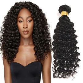 Natural Black Virgin Human Hair Bundles Without Lice / Machine Double Weft
