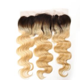 China Color 1B/613 Ombre Mixed Color Brazilian Hair 13inch by 4inch Ear To Ear Lace Frontal Closure supplier