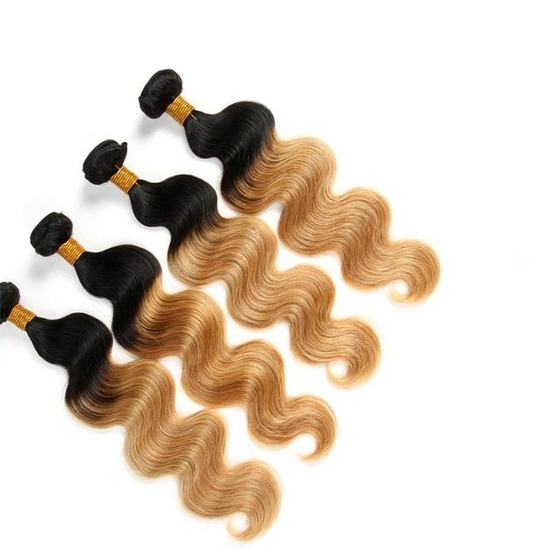 Virgin Ombre Hair Weave Bundles Body Wave 3 Tone Ombre Brazilian