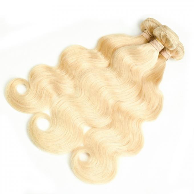 7A Body Wave Blonde Brazilian Curly Hair 613 Colored Hair Extensions No Chemical