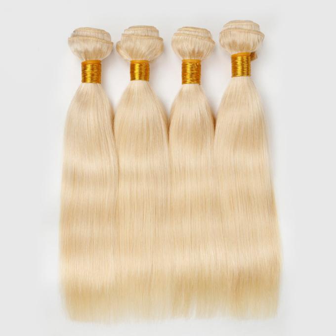 Single Drawn Human Hair Weave Color 613 Blonde Weft Hair Extensions 12-26 Inch