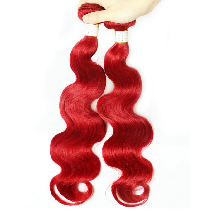 Red Color Body Wave Brazilian Hair Peruvian Virgin Human Hair 12" to 26" No Shedding