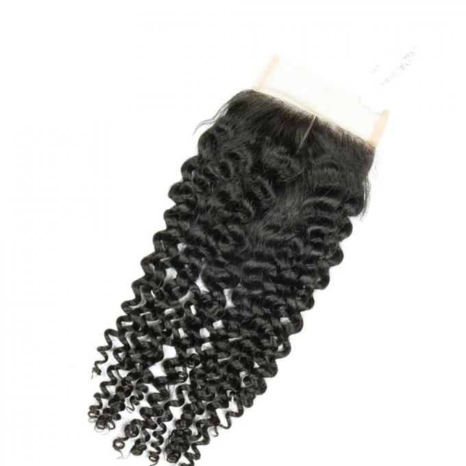 Swiss Curly 4x4 Human Hair Lace Closure No Tangling  , High Density