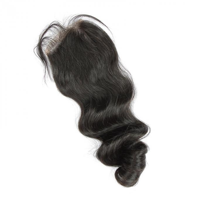 Unprocessed Virgin Indian Hair Loose Wave Closure Indian Temple Hair Natural Soft