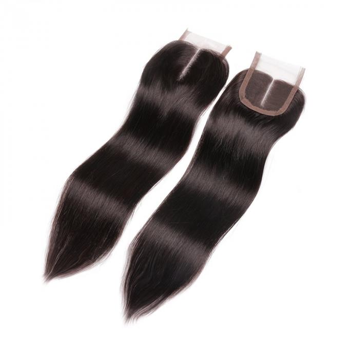 Natural Color Virgin Indian Straight Lace Closure With Hair Bundles Looks Natural With Skin