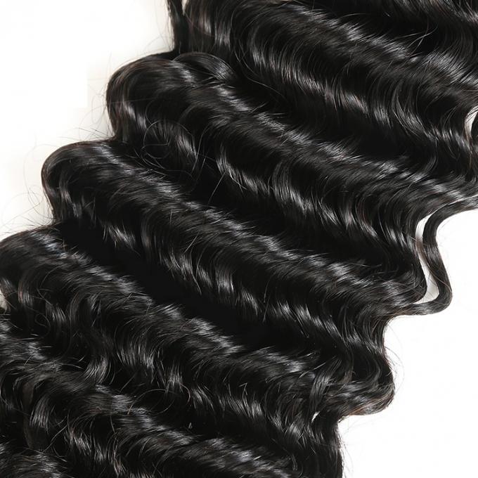 Deep Wave Hair Extension Brazilian Hair Weave Bundles With 1B Natural Color