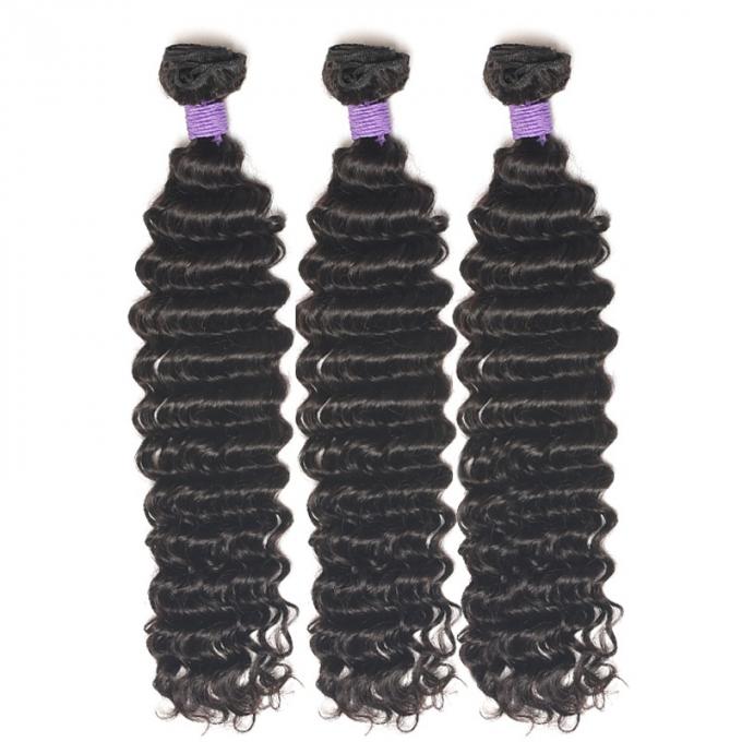 Deep Wave Brazilian Hair Bundles , Unprocessed Brazilian Curly Hair Bundles 