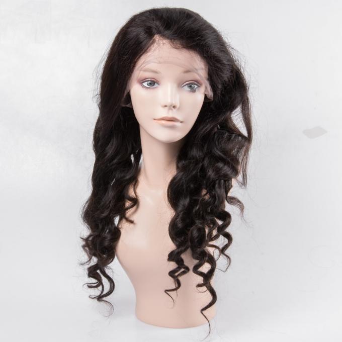 Virgin Human Hair Lace Front Wigs No Shedding For Black Woman , Medium Brown Color