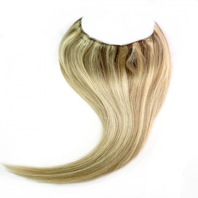 Highlighted Color Clip In Hair Extensions Remy Human Hair With Silky Straight