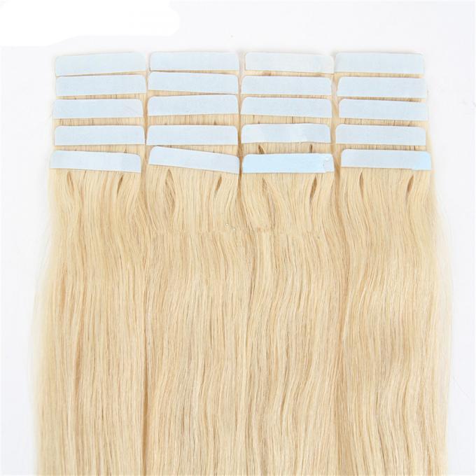 #60 Lightest Blonde Real Human Hair Tape In Extensions Straight Texture