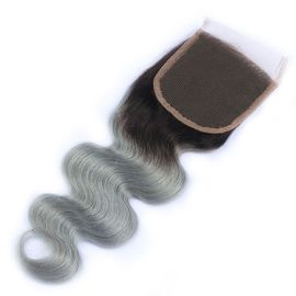 China 1b Grey Body Wave 4x4 Lace Closure No Sheddding Curly Hair Lace Closure supplier
