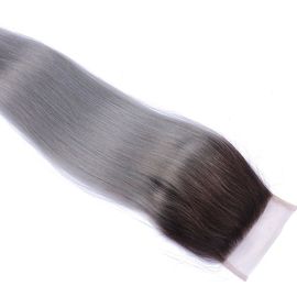 China Hand Tied 1b 4x4 Grey Lace Closure 100 Unprocessed Human Hair No Tangle supplier