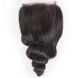 China Malaysian Loose Wave Closure 4X4 Silk Soft Full Ends Cuticles Human Hair Closure supplier