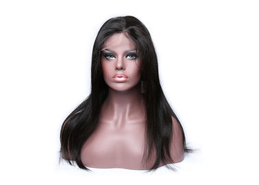 100% Brazilian Human Hair Full Lace Wigs , Natural Looking Human Hair Wigs Black Color supplier