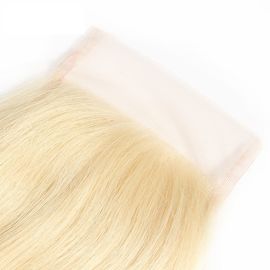 Real Brazilian Hair #613 Blonde Color Straight Swiss Lace Closure With Baby Hair supplier