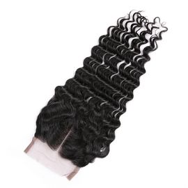 Peruvian Virgin Hair 4*4 Deep Wave Lace Closure Hand Tied 130% Density supplier