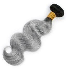 Virgin Indian Human Hair Bundles , Grey Ombre Hair Bundles Two Tone Full End supplier