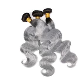 Virgin Indian Human Hair Bundles , Grey Ombre Hair Bundles Two Tone Full End supplier