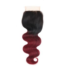 Brazilian 4x4 Lace Closure 1b 99j Burgundy Body Wave Closure Ombre Color supplier