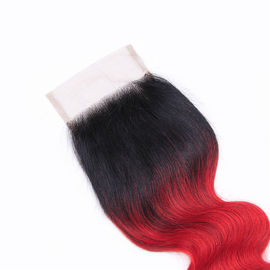 1b Red Body Wave 100% 4x4 Lace Closure Real Human Virgin Hair 18 Inch supplier