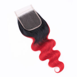 1b Red Body Wave 100% 4x4 Lace Closure Real Human Virgin Hair 18 Inch supplier