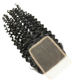 Swiss Curly 4x4 Human Hair Lace Closure No Tangling  , High Density supplier