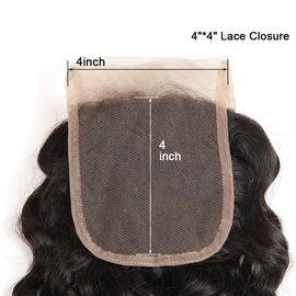 Peruvian Human Hair Closures With A Natural Part , Remy Hair Lace Closure supplier