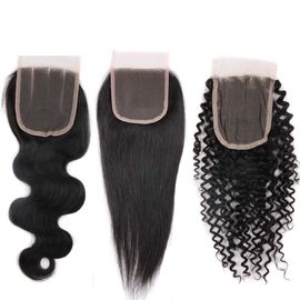 Natural Looking Brazilian Hair Closure With Natural Part 130% Standard Density supplier