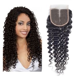 Indian Curly Brown 4x4 Lace Closure Grade 8A Virgin Human Hair Materials supplier