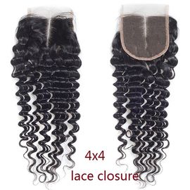 Indian Curly Brown 4x4 Lace Closure Grade 8A Virgin Human Hair Materials supplier