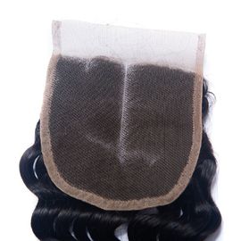 Indian Curly Brown 4x4 Lace Closure Grade 8A Virgin Human Hair Materials supplier