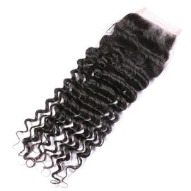 Raw Human Indian Hair Deep Wave Closure Full Density For Top Head supplier