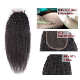 4x4 Closure With Baby Hair Indian Kinky Straight Closure Full Hand Tied Brown Swiss Lace supplier