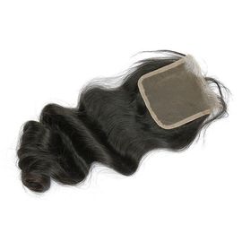 Unprocessed Virgin Indian Hair Loose Wave Closure Indian Temple Hair Natural Soft supplier