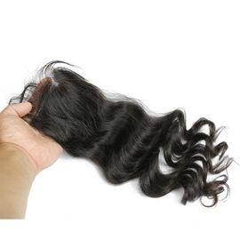 Unprocessed Virgin Indian Hair Loose Wave Closure Indian Temple Hair Natural Soft supplier