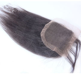 Smooth Malaysian Human Hair Kinky Straight Swiss Lace Closure No Shedding Extension supplier