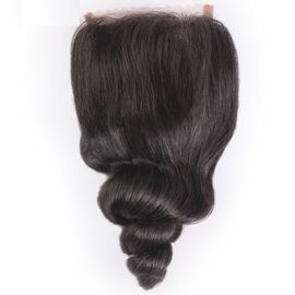 Malaysian Loose Wave Closure 4X4 Silk Soft Full Ends Cuticles Human Hair Closure supplier