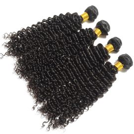 Soft Smooth Unprocessed Long Natural Curly Hair , Brazilian Human Virgin Hair Weft supplier