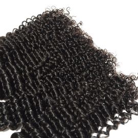 Soft Smooth Unprocessed Long Natural Curly Hair , Brazilian Human Virgin Hair Weft supplier