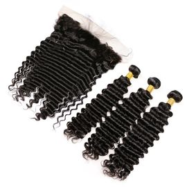 Double Layers Deep Wave Virgin Human Hair Bundles With Single Drawn Hair End supplier