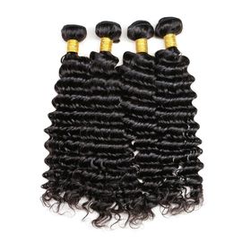 Double Layers Deep Wave Virgin Human Hair Bundles With Single Drawn Hair End supplier