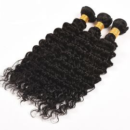 Natural Black Virgin Human Hair Bundles Without Lice / Machine Double Weft supplier