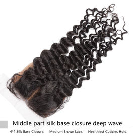 Free Parting Human Hair Silk Base Closure Kinky Curly Silk Base Freestyle Closure supplier