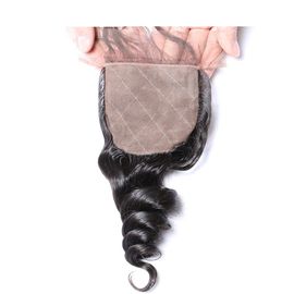 Unprocessed Brazilian Loose Wave Silk Base Closure , Silk Lace Closure supplier