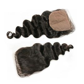 Loose Wave Human Hair Silk Closure Soft Smooth Natural Head Skin Color supplier